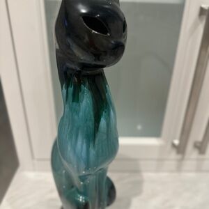 Nikko Ceramics Black and Green Glass Cat Figurine